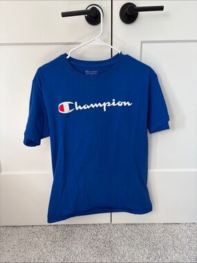 Champion Mens Royal Blue Logo Tee with White & Red Accent
